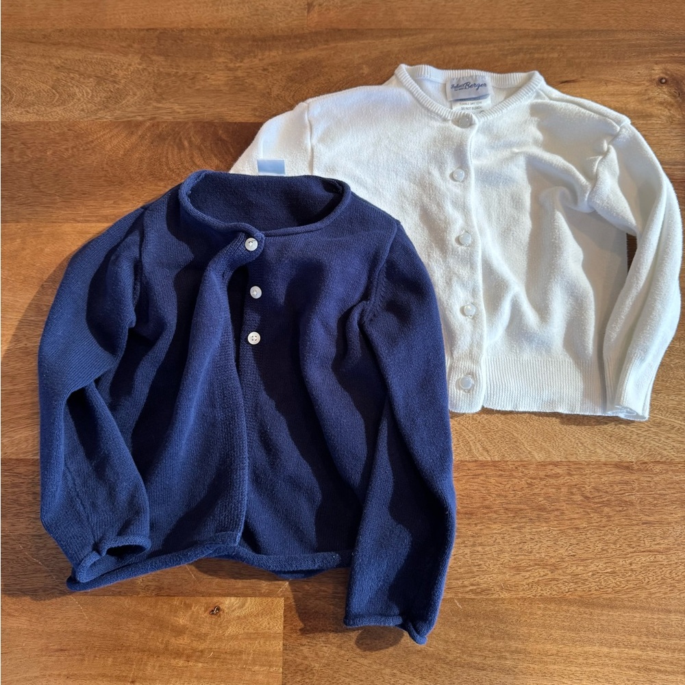 Navy and White Button-Up Cardigans